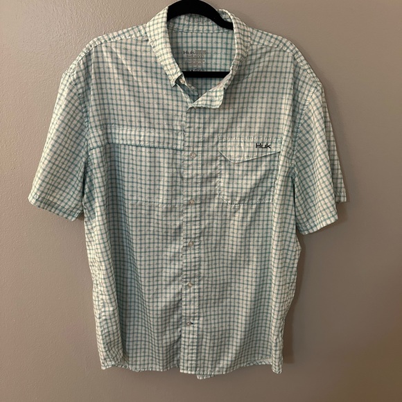 HUK Men's Short Sleeve Fishing Button Down Shirt - Picture 2 of 6